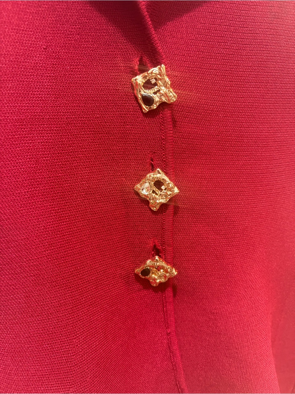 NWT Size M Pastel Women’s Sleeveless Red Knit Shell with Decorative Gold Buttons - Picture 2 of 2